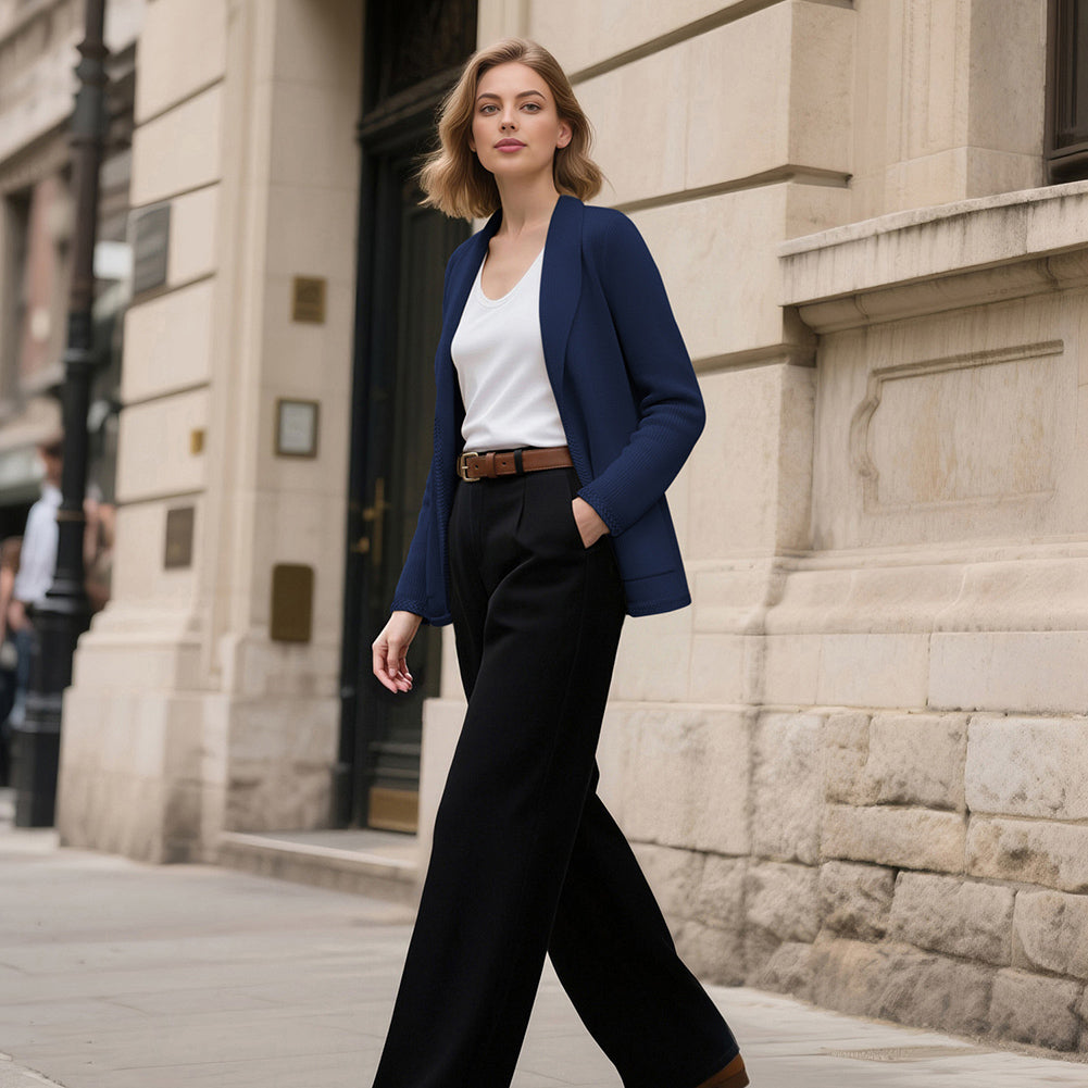 belle poque Vintage Cardigan Sweater Blazer V Neck Shawl Lapel Collar with Pockets