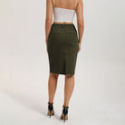 belle poque 2026 Women's Denim Skirt Knee Length Jean Skirt with Pockets