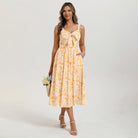 belle poque 2026 Womens Summer Dresses Floral Corset Dress Tie Front Cottagecore Dress