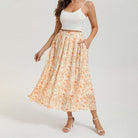 belle poque 2026 Women Vintage Swing Floral Skirt Comfy A-Line Maxi Skirt