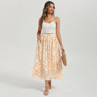 belle poque 2026 Women Vintage Swing Floral Skirt Comfy A-Line Maxi Skirt