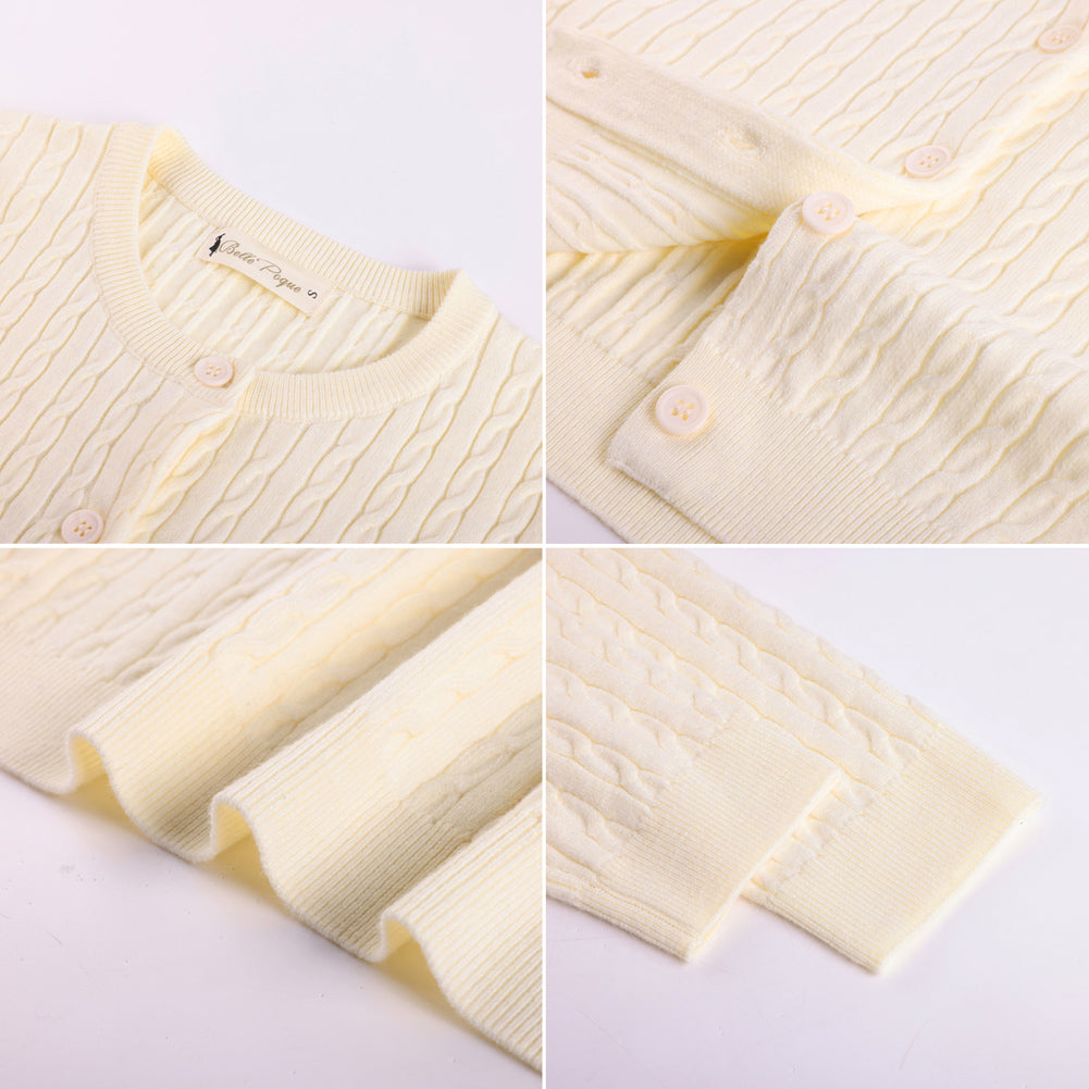 belle poque Belle Poque Women Fall Cardigan Sweater Button Up Cropped Cardigan Lightweight Crew Neck Sweater 2026