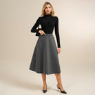 belle poque 1980s Vintage A-Line Midi Skirt Work Business Skirts with Pockets