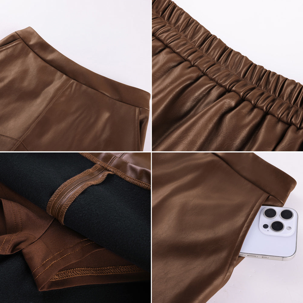 belle poque Women's Leather Mini Skirt with Pockets for Going Out Business Holidays