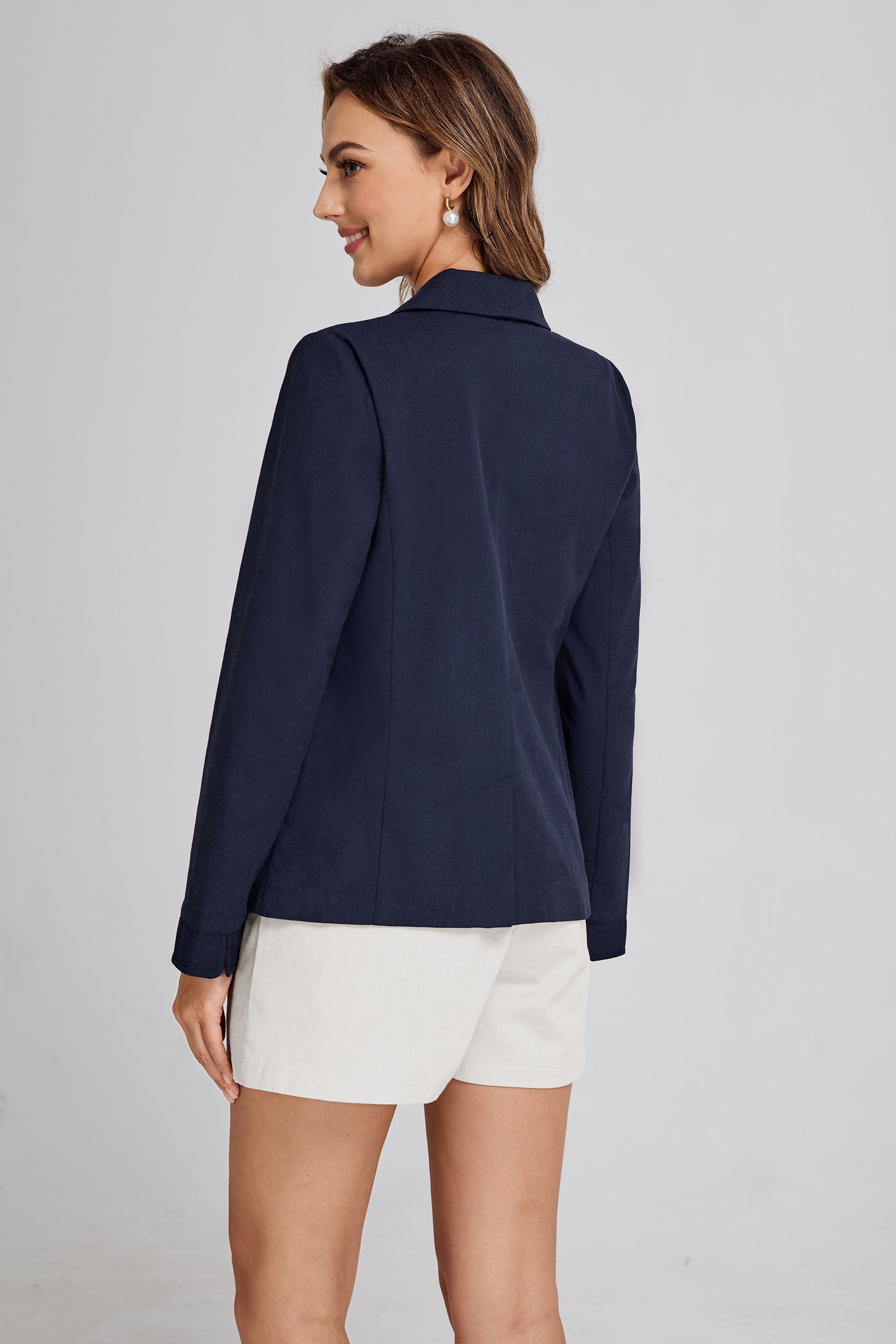 belle poque BP Women Vintage Shawl Lapel Blazer Coat OL One-Button Back Slit Suit Coat