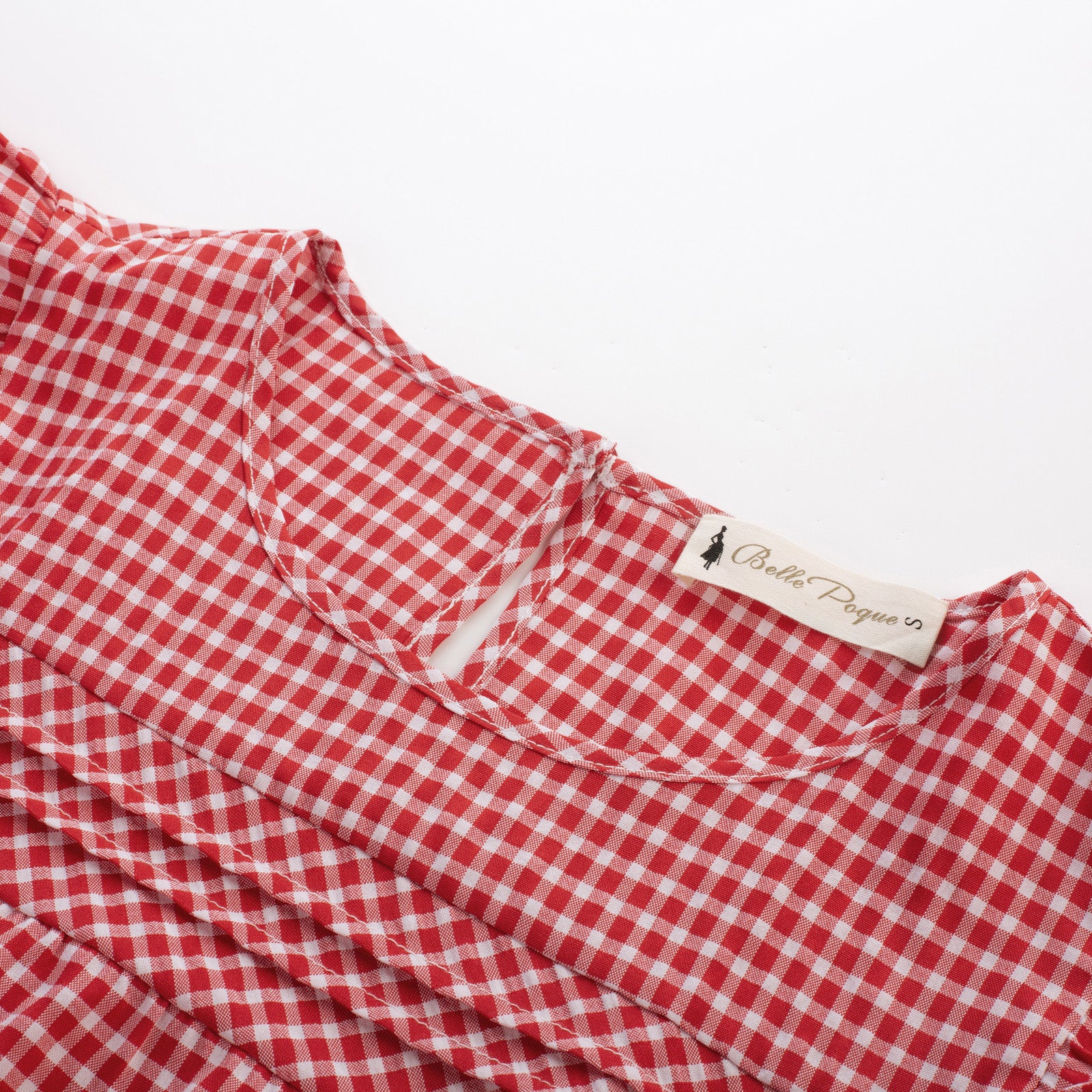 belle poque BP Women Vintage Plaided Tops Flutter Sleeve Crew Neck Keyhole Back Tops