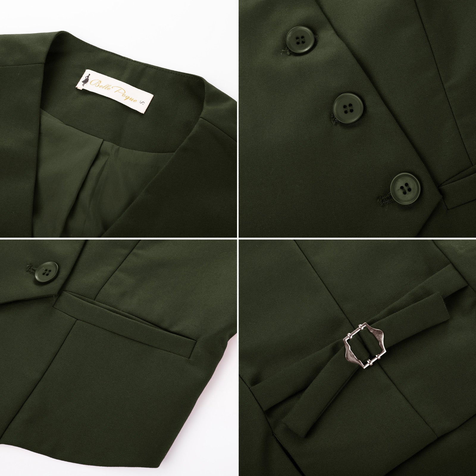 belle poque Vintage Oblique Placket Vest Coat V-Neck Handkerchief Hem Waistcoat