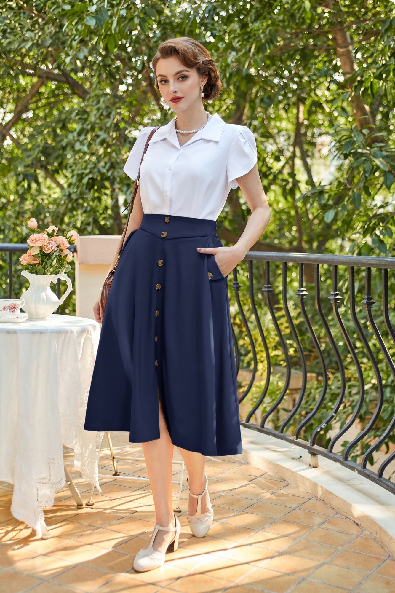 belle poque Vintage A-Line Skirt Midi Skirt Casual Skirt High Waisted Midi Party Skirt Basic A-Line Skirt
