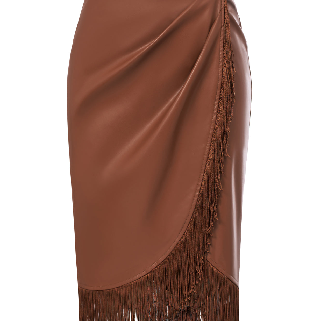 Seckill Offer⌛Fringe Bodycon Leather Skirt with Slit Knee Length Pencil Skirt