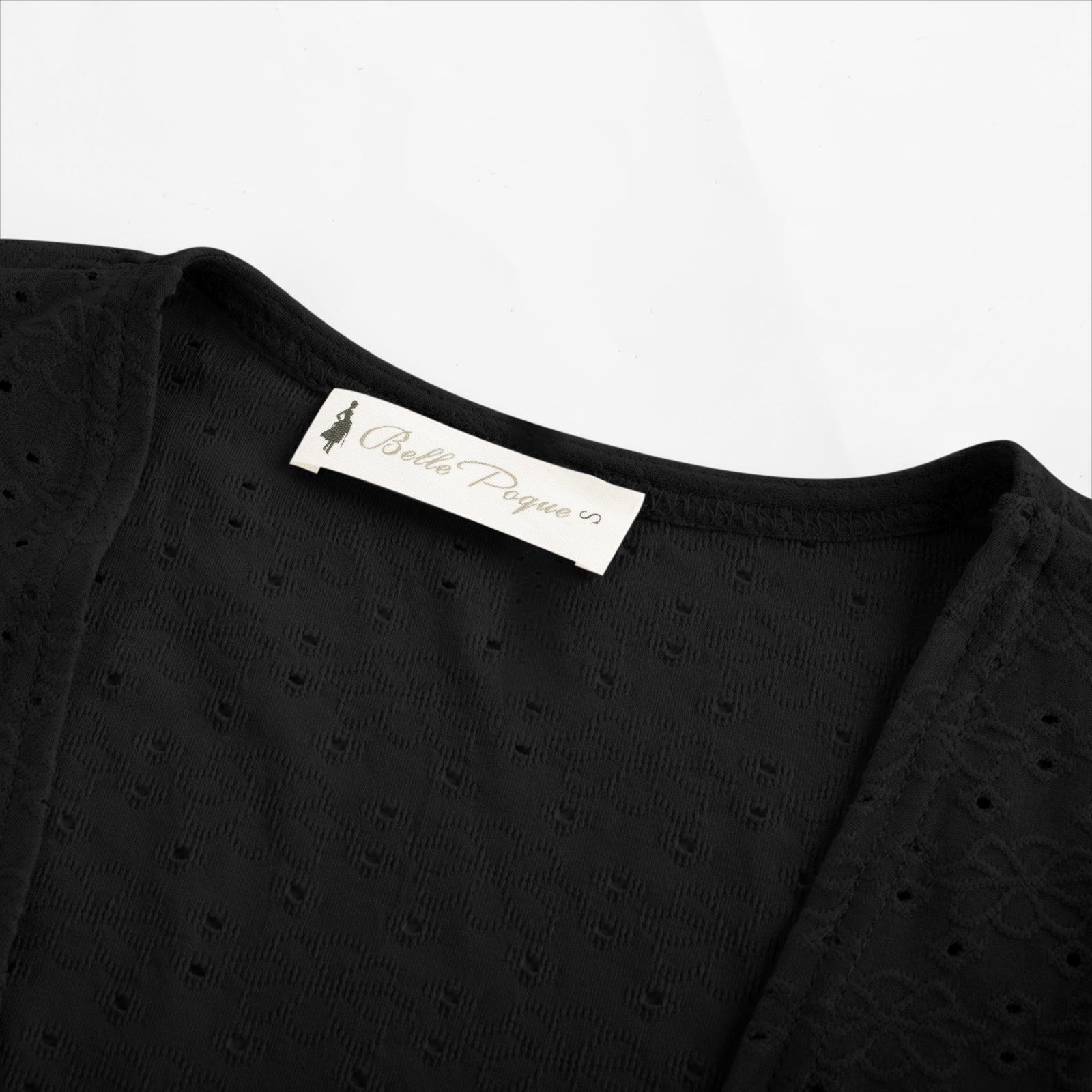 belle poque Women Vintage Hollowed-out Shrug Ruched Short Sleeve Open Front Tops