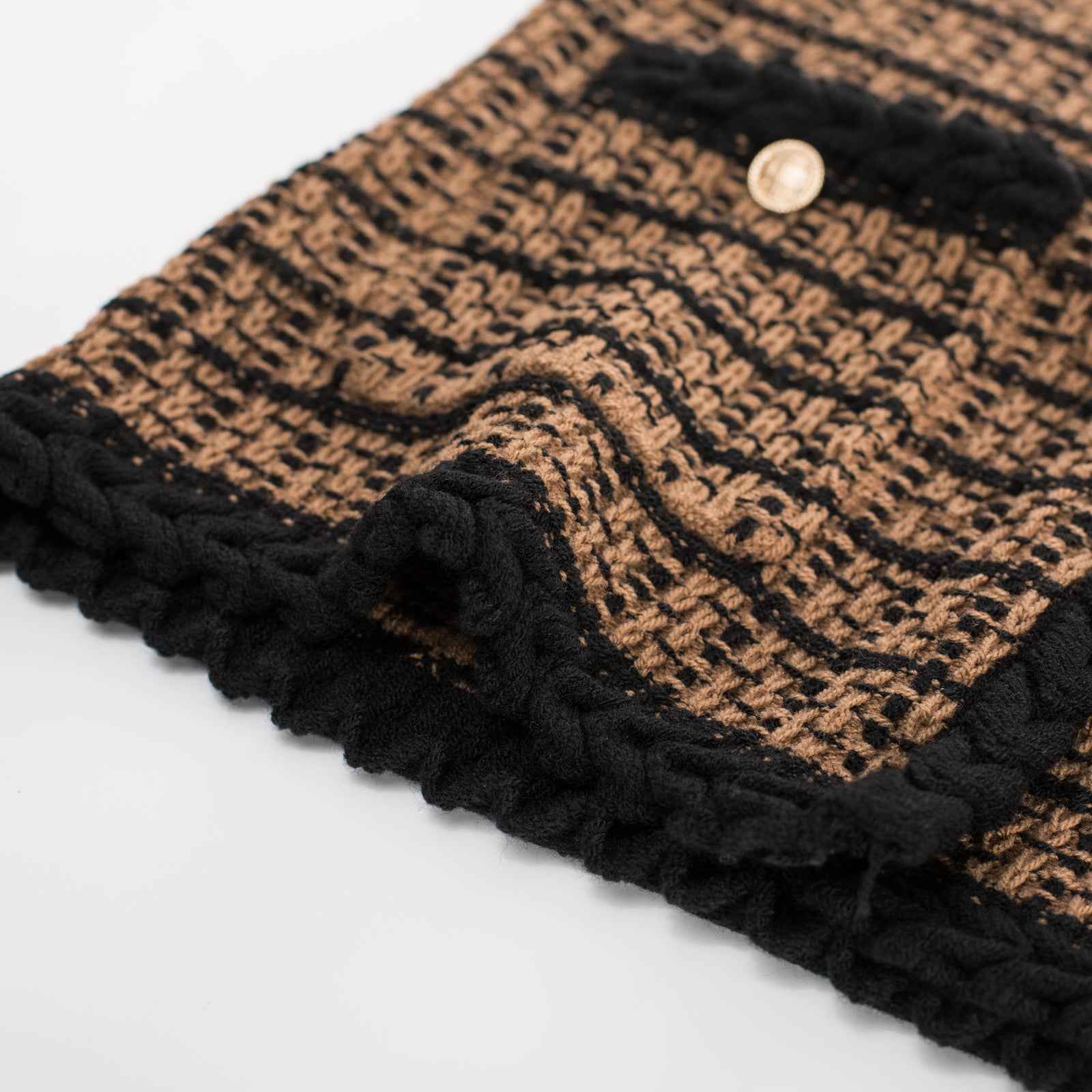 belle poque Contrast Color Cardigan Long Sleeve V-Neck Cable Knitted Sweater