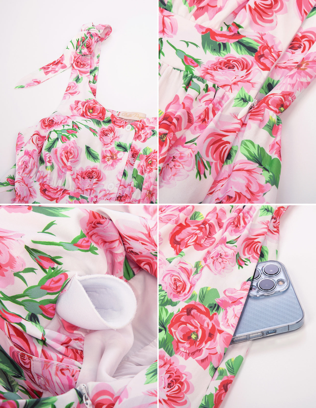 belle poque Fans Look of Floral Printed Tiered Midi Dress Sleeveless V-Neck Defined Waist A-Line Dress