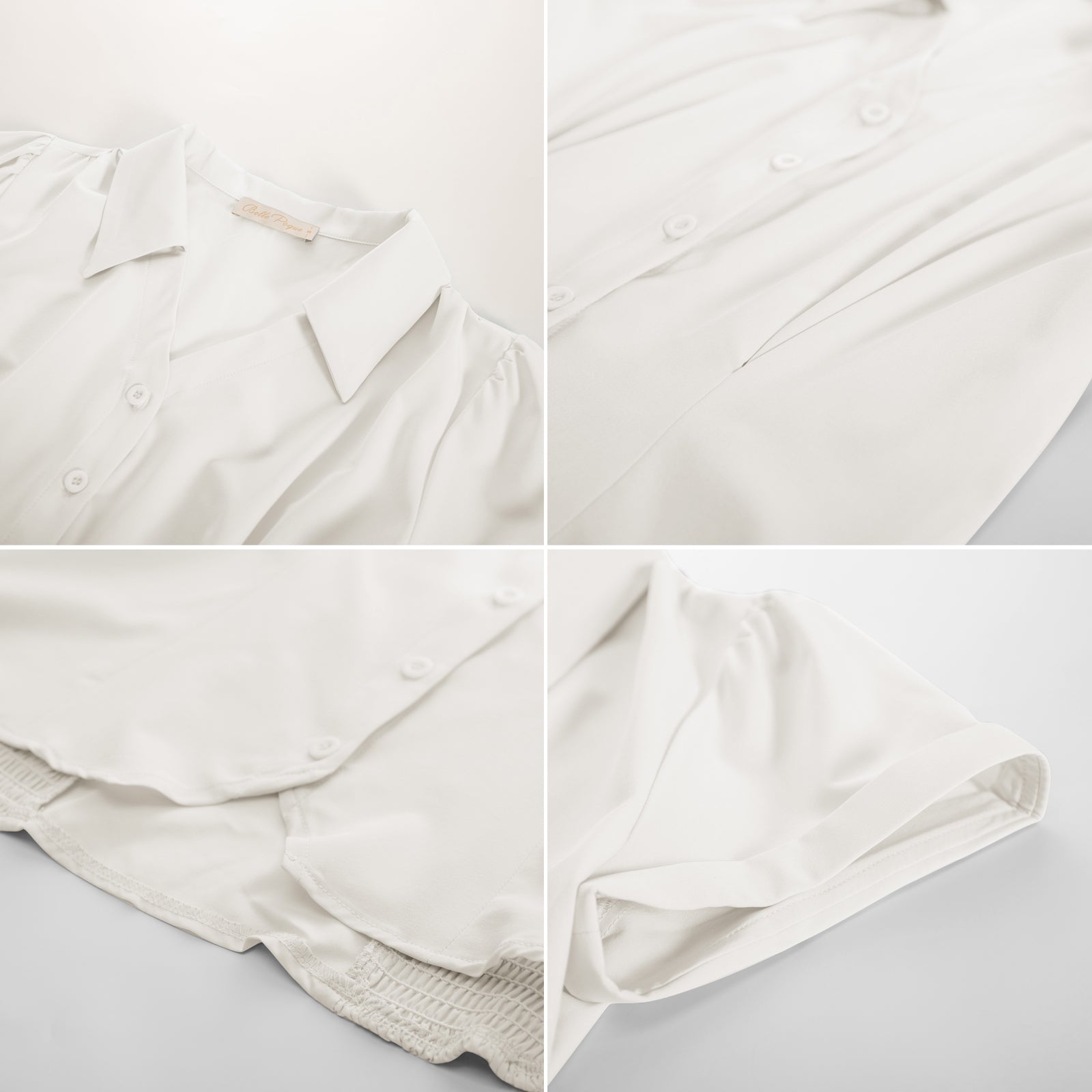 belle poque Fans Look of Short Sleeve Button Down Shirts Vintage Shirts Business Blouse Tops