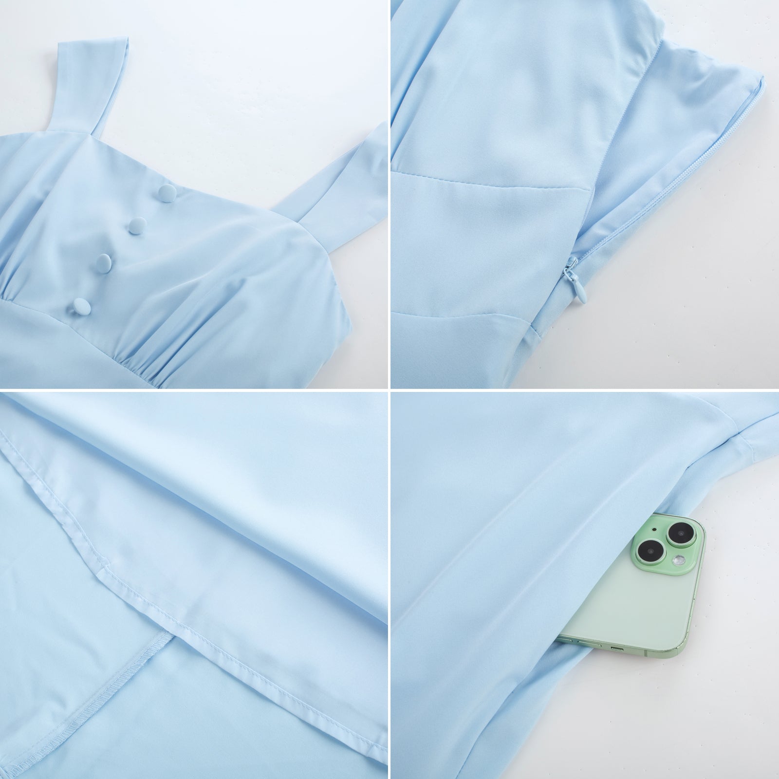 belle poque Sundress for Women A Line Midi Dress Summer Cocktail Tea Party Dress with Pockets