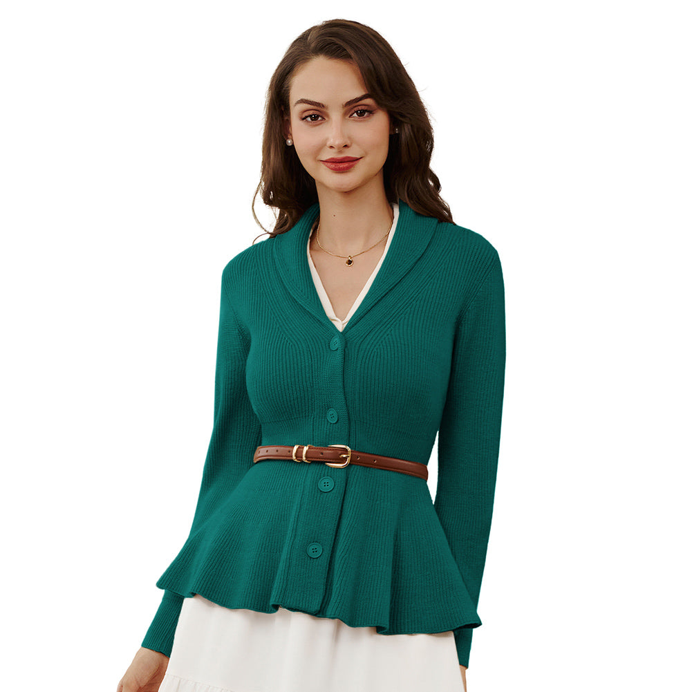 belle poque Vintage Cardigan Sweater Shawl Lapel Button Down Sweater Outwear Coat