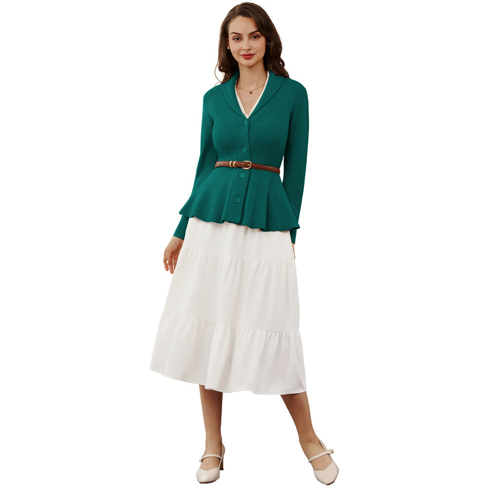 belle poque Vintage Cardigan Sweater Shawl Lapel Button Down Sweater Outwear Coat