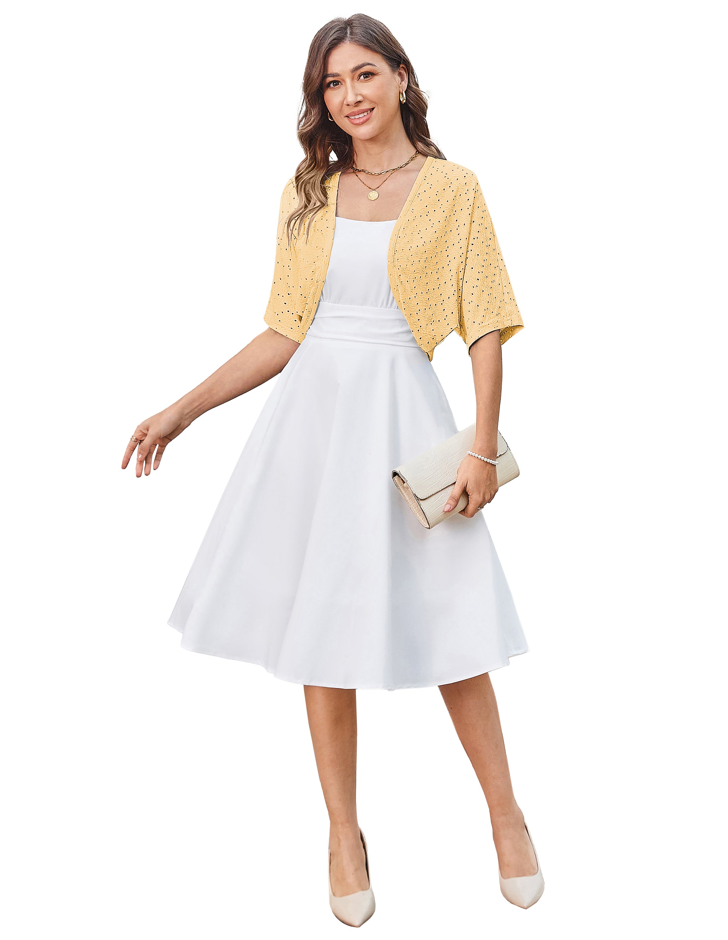 belle poque Vintage Open Front Bolero Shrug Batwing Short Sleeve