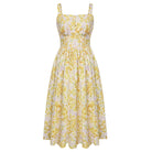 belle poque 2026 Vacation Floral Dress for Women Sundress Midi Flowy Beach Dresses Yellow