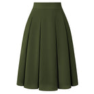 belle poque 2026 Women Spring Summer Vintage Chiffon Flared A-Line Skirt Green