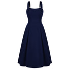 belle poque Women's Midi Dress Semi Formal Elegant Dress for Cocktail Party with Pockets Dark Blue