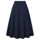 belle poque 1980s Vintage A-Line Midi Skirt Work Business Skirts with Pockets Navy