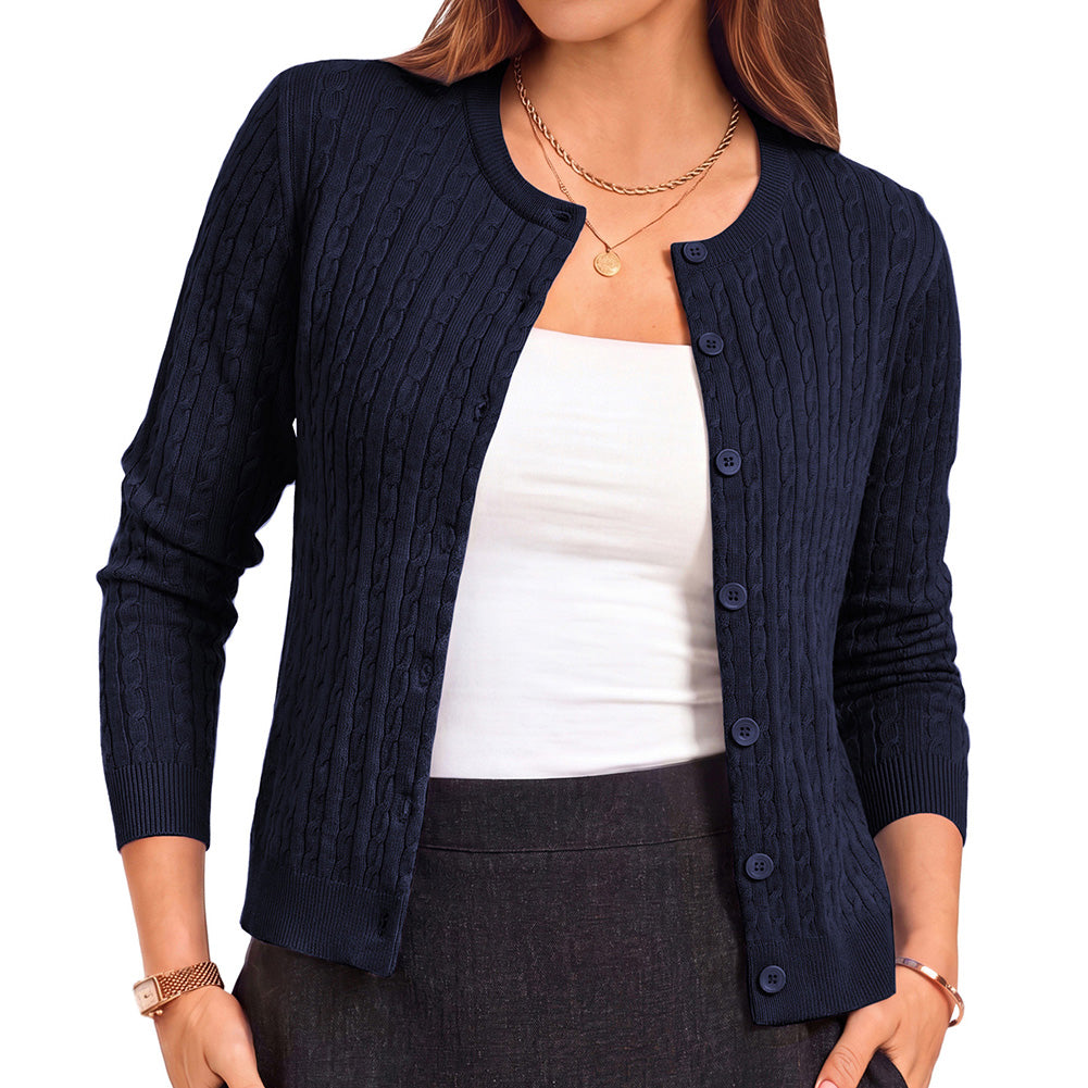 belle poque Belle Poque Women Fall Cardigan Sweater Button Up Cropped Cardigan Lightweight Crew Neck Sweater 2026