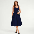 belle poque Women's Midi Dress Semi Formal Elegant Dress for Cocktail Party with Pockets