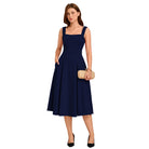 belle poque Women's Midi Dress Semi Formal Elegant Dress for Cocktail Party with Pockets