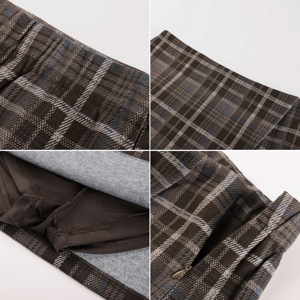 belle poque 1980s Vintage Women's Plaid Skirt Fall Mini Skirt for Outgoing