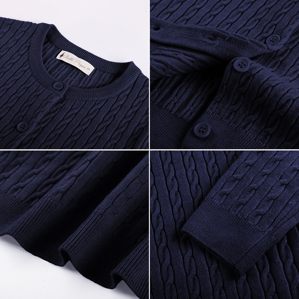 belle poque Belle Poque Women Fall Cardigan Sweater Button Up Cropped Cardigan Lightweight Crew Neck Sweater 2026