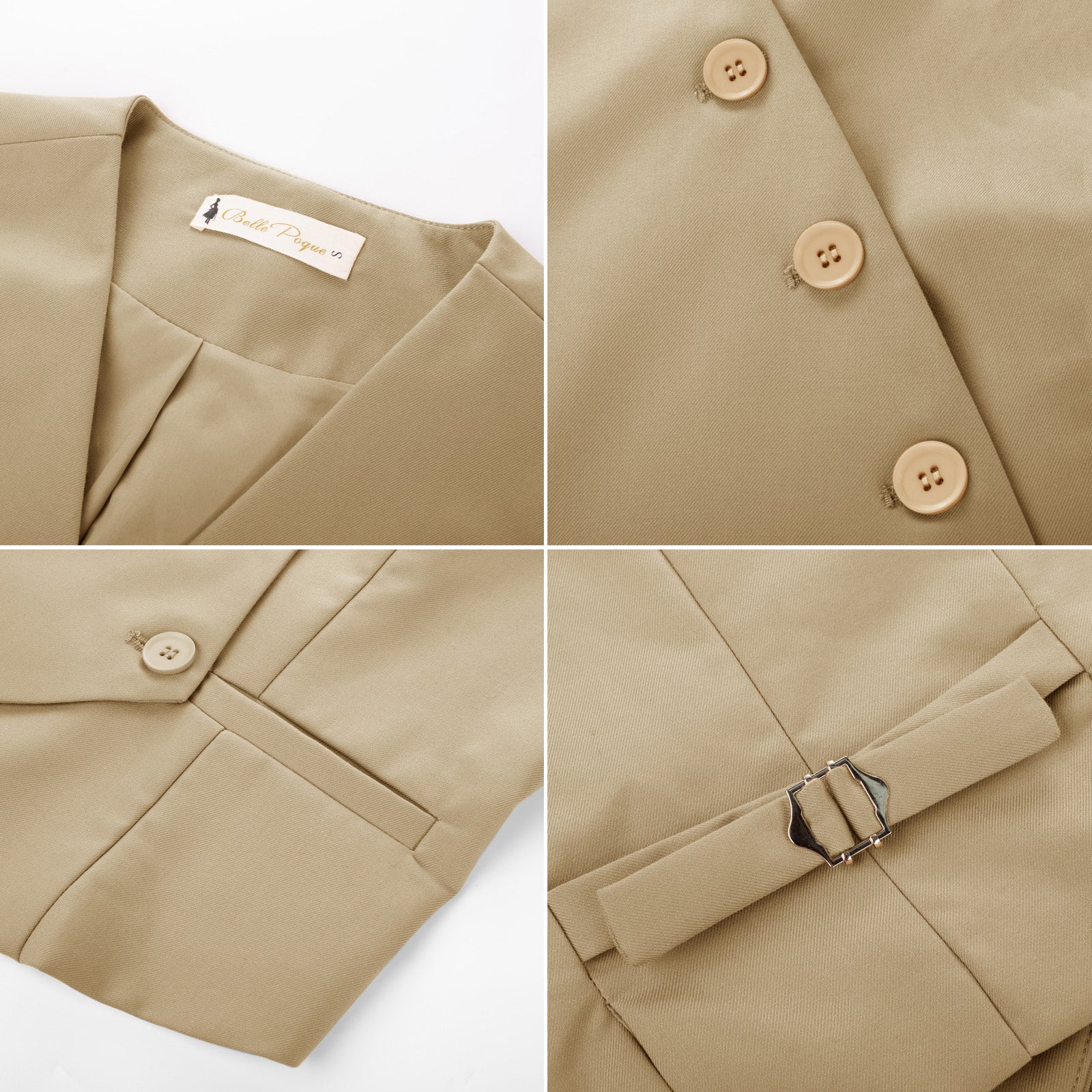 belle poque Vintage Oblique Placket Vest Coat V-Neck Handkerchief Hem Waistcoat