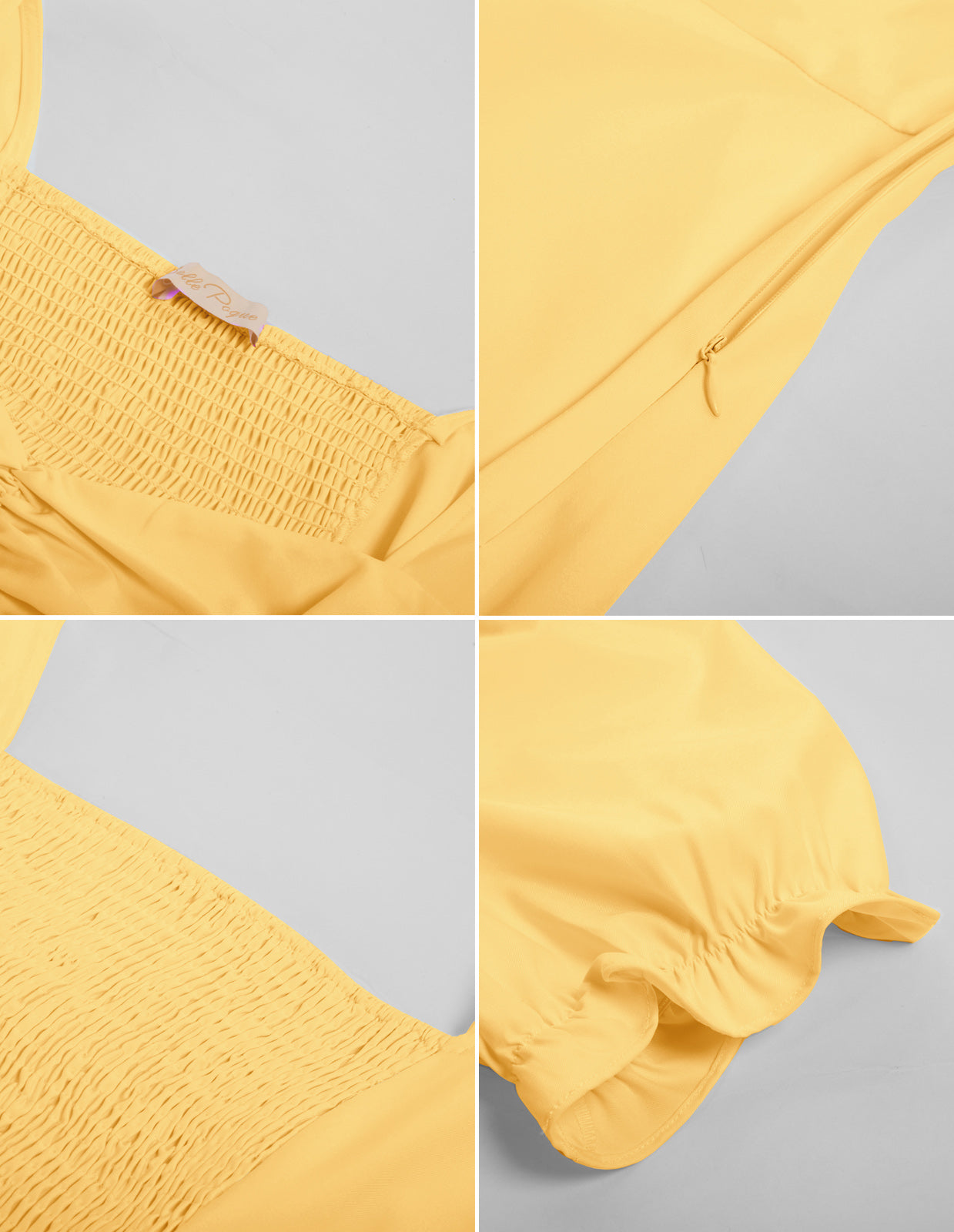 belle poque Vintage Buttons Decorated Dress Short Sleeve Square V-Neck A-Line Dress