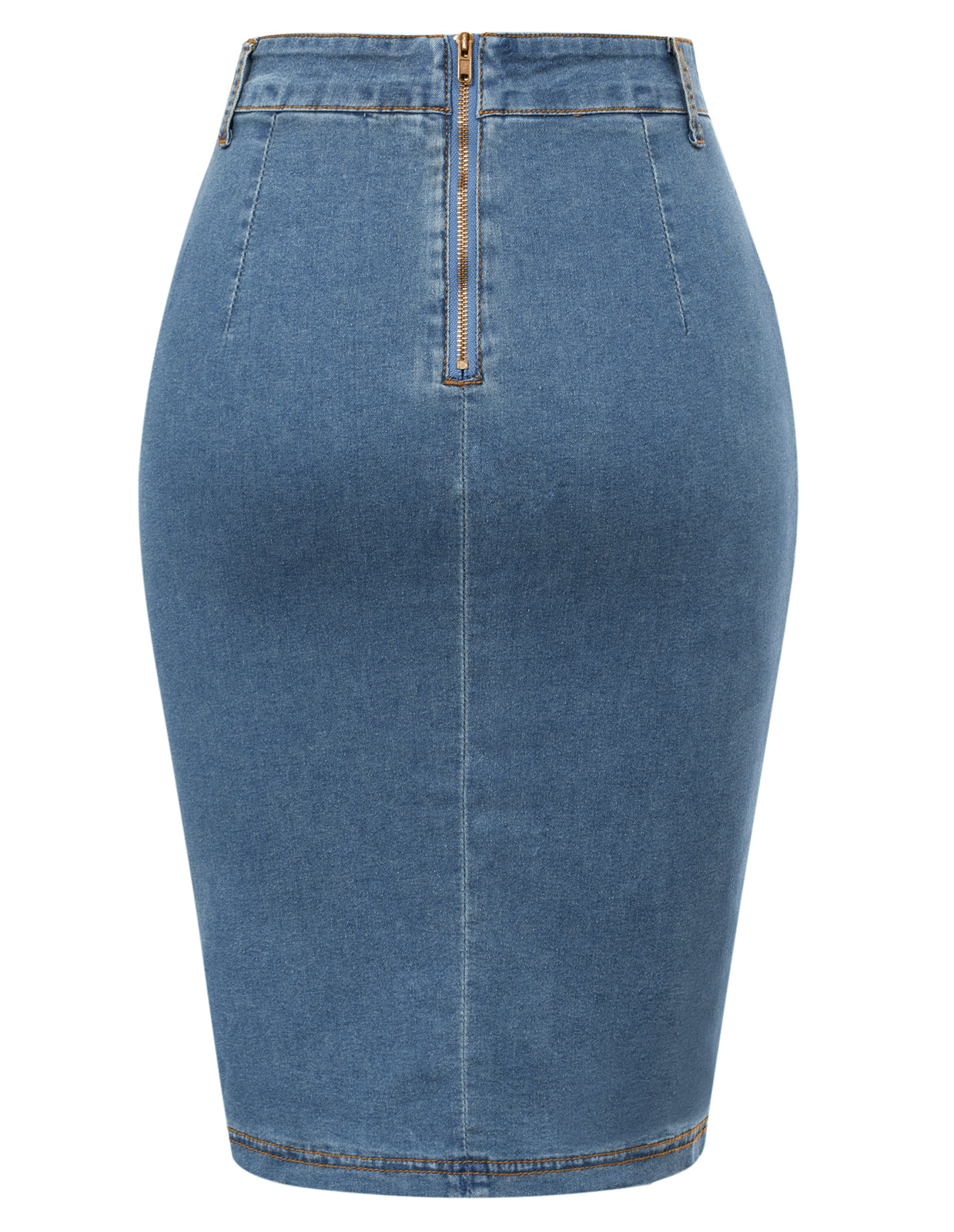 belle poque Vintage Jean Skirt with Belt High Waist Ruched Front Bodycon Skirt