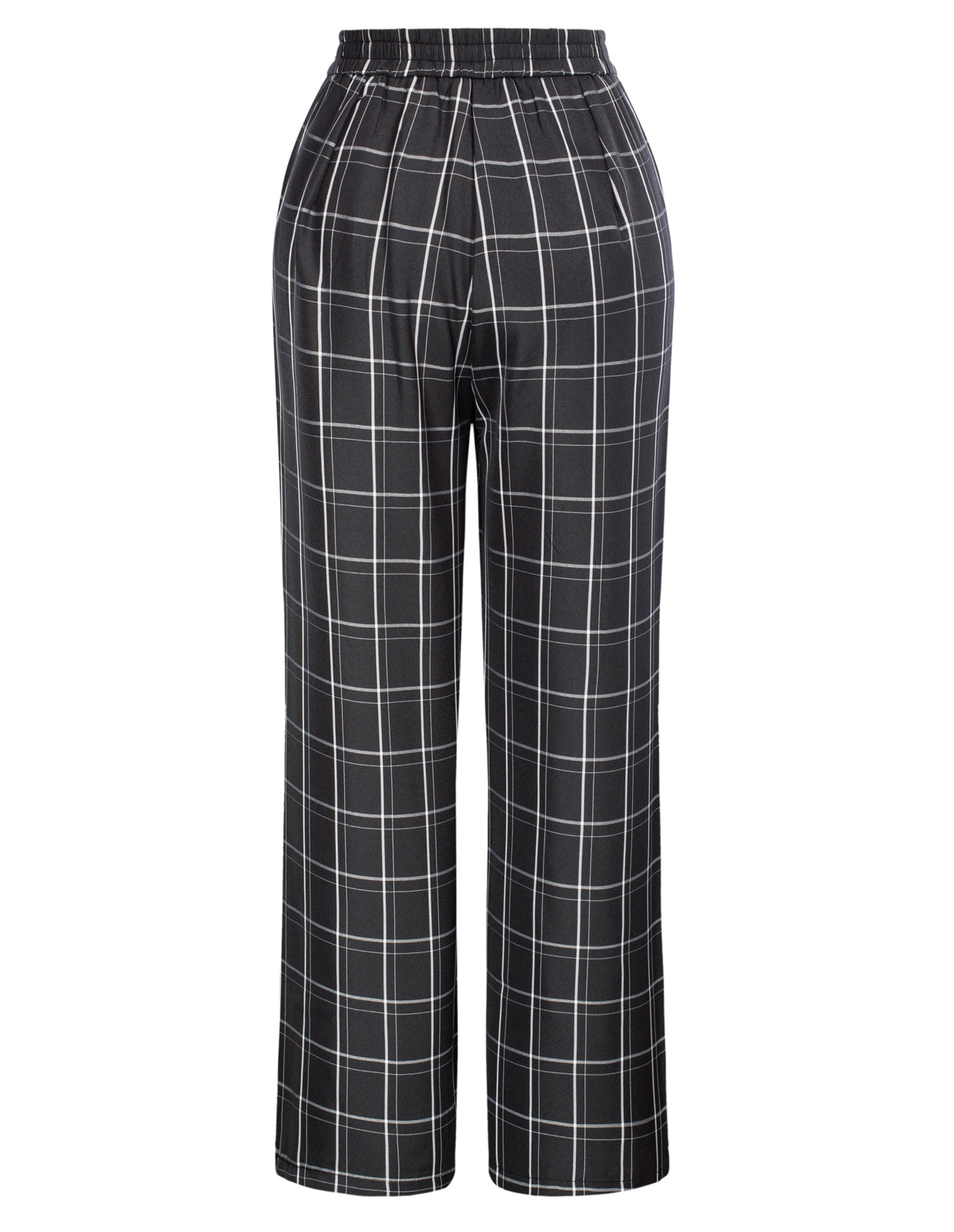 belle poque High Waisted Wide Leg Pants Button Decorated Casual Stretchy Trousers with Pockets