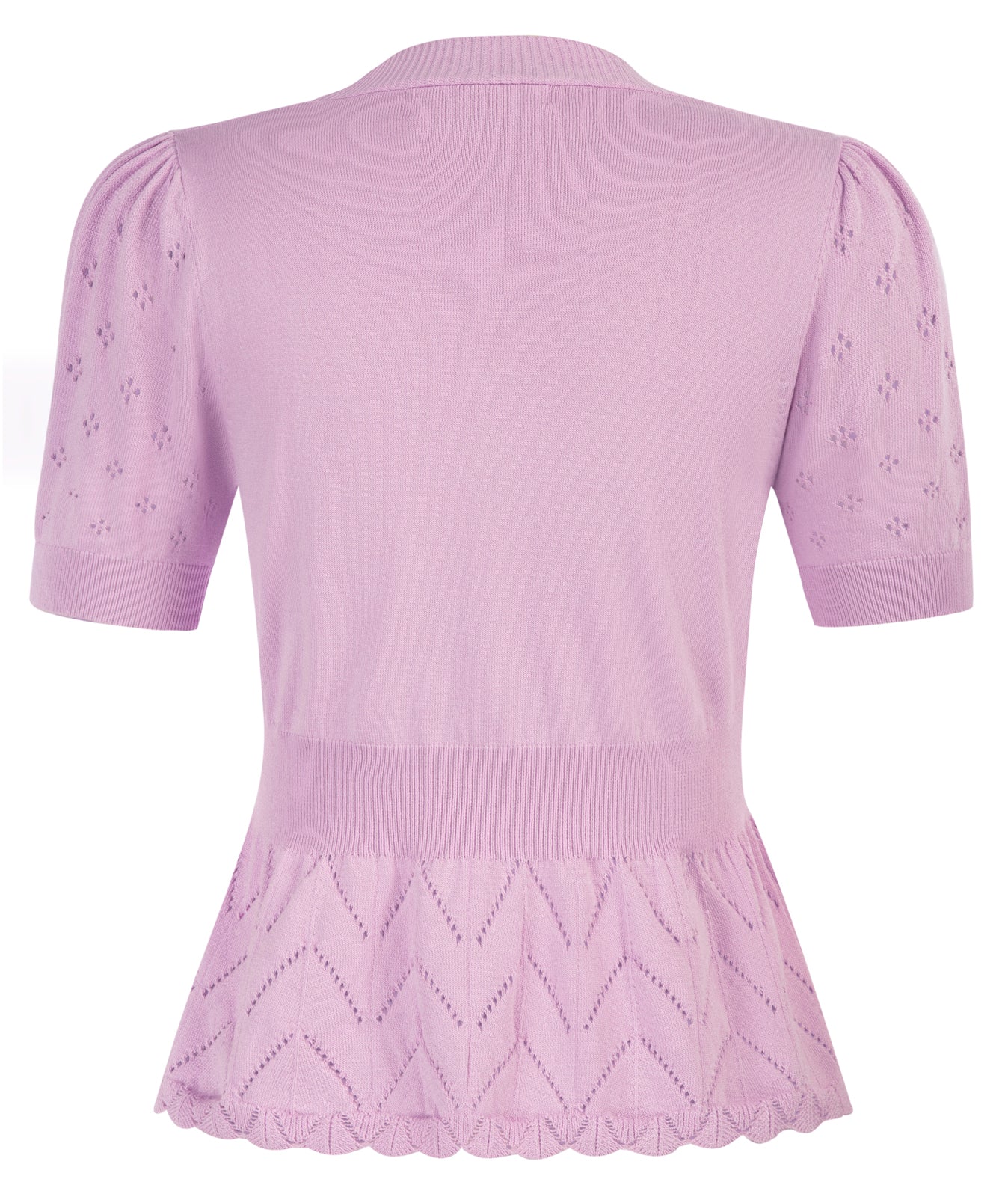 belle poque Fans Look of Defined Waist Cardigan Short Sleeve V-Neck Hollowed-out Knitwear