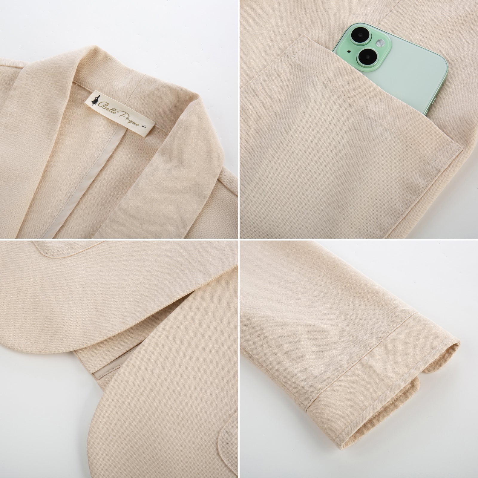 belle poque BP Women Vintage Shawl Lapel Blazer Coat OL One-Button Back Slit Suit Coat