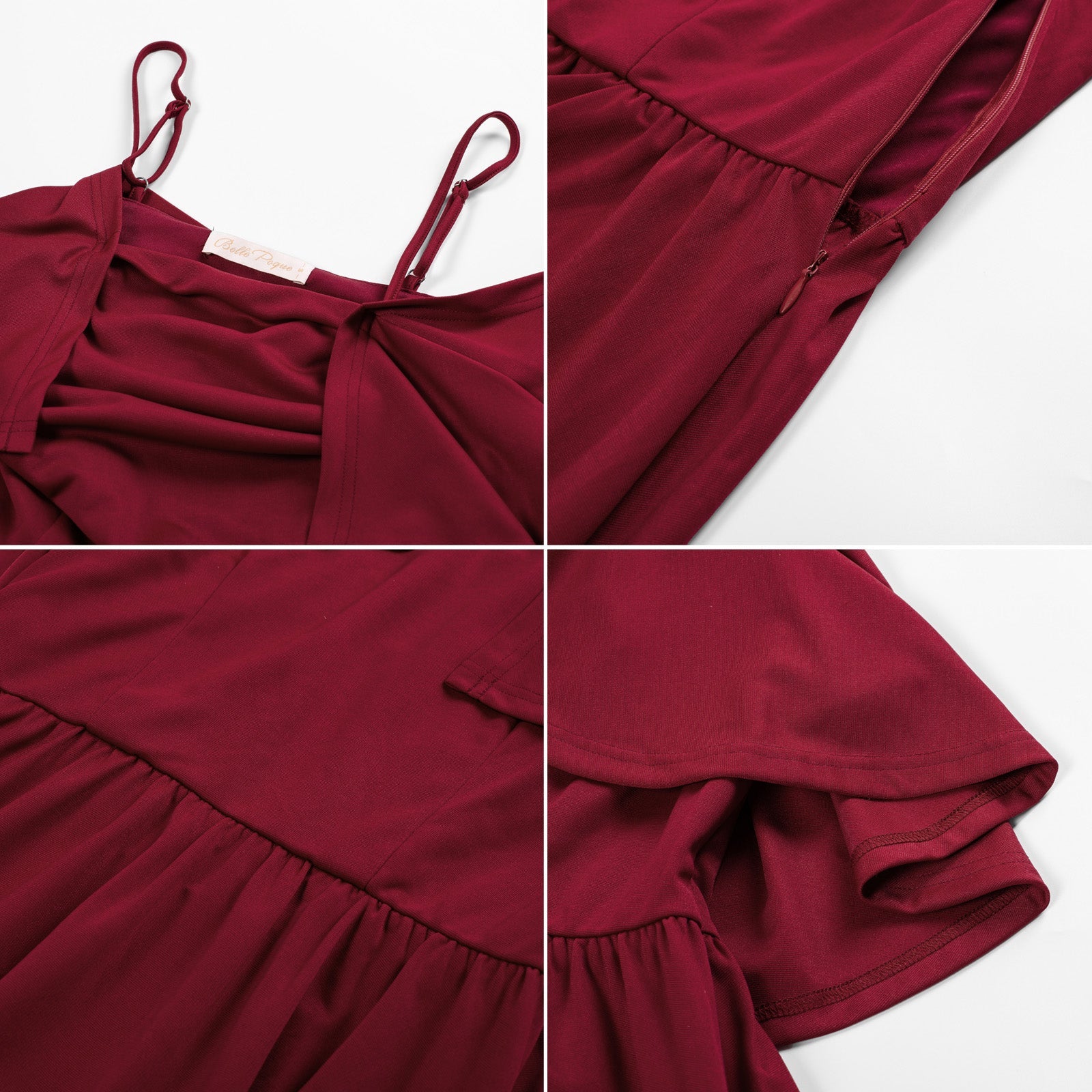 belle poque Vintage Fans Look of Vintage Square Neck Cape A-line Midi Dress Elegant Wedding Guest Cocktail Flowy Swing Dress