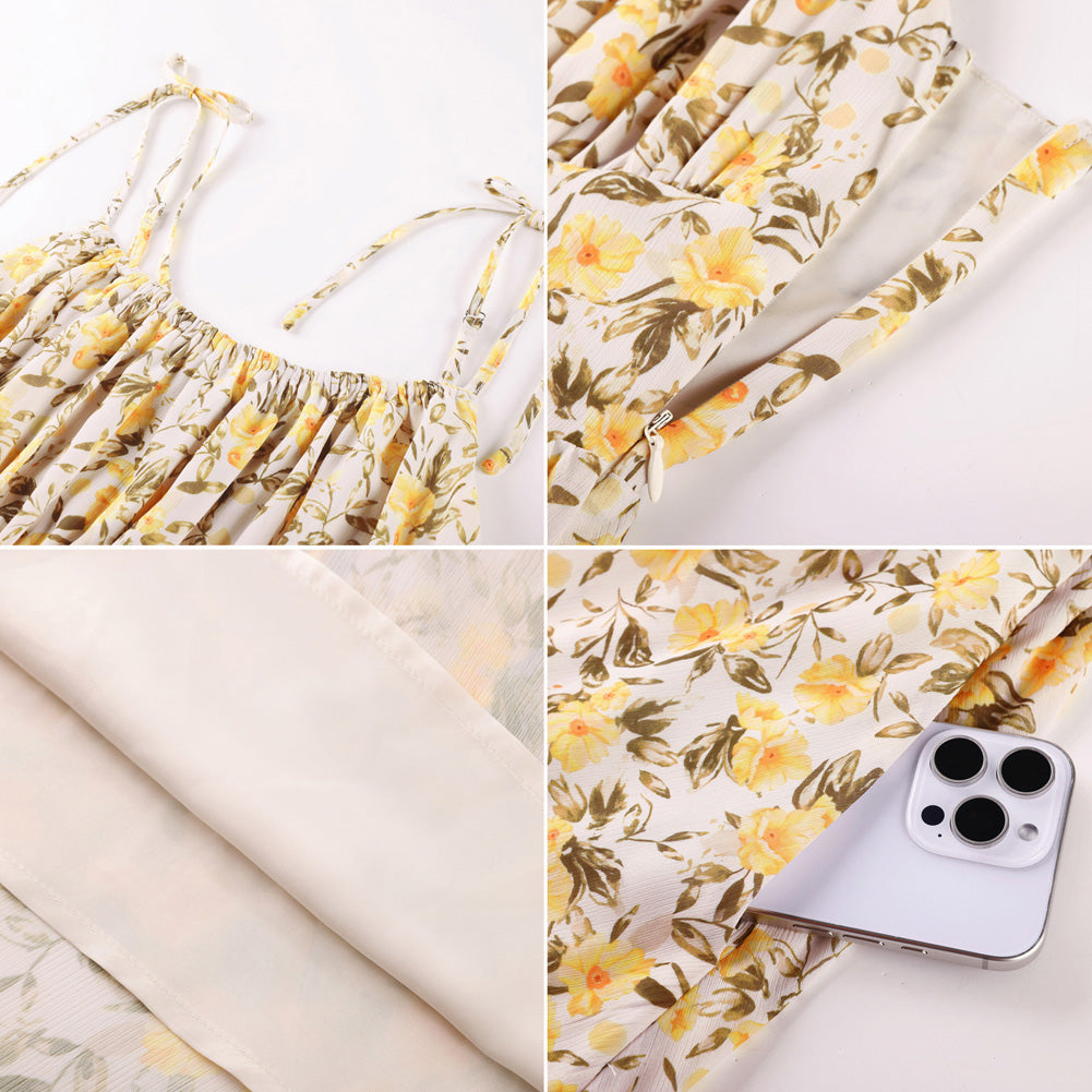 belle poque Floral Dress for Women Midi Sundress 2026 Summer Spring Casual Dresses with Pockets