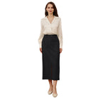belle poque Women Cargo Skirt Long Pencil Skirt High Wiasted Skirts with Pockets & Slit