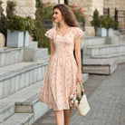belle poque Women's Sweatheart Floral Dress 2026 Spring Ruched Midi Garden Party Dress