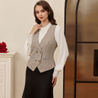 belle poque Women Double Breasted Vest Coat V-Neck Handkerchief Hem Business Waistcoat