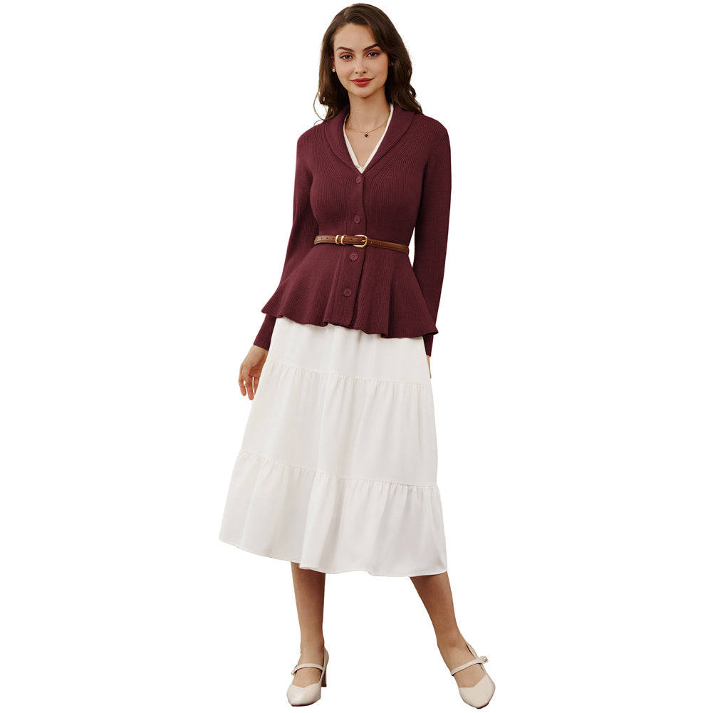 belle poque Vintage Cardigan Sweater Shawl Lapel Button Down Sweater Outwear Coat