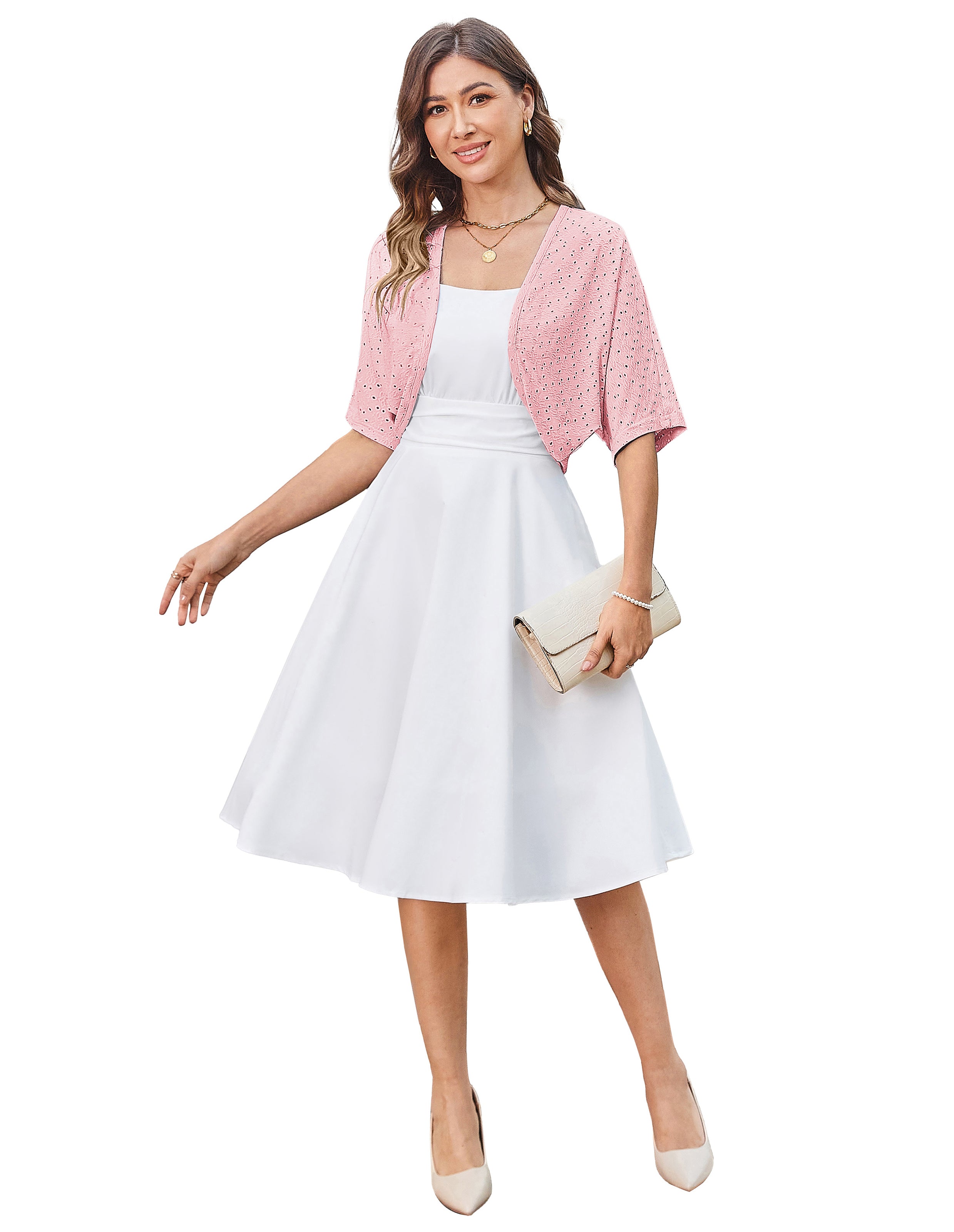 belle poque Vintage Open Front Bolero Shrug Batwing Short Sleeve