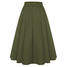 belle poque Women Vintage Swing Skirt Mid-Calf Length A-Line Skirt Green