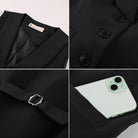 belle poque Vintage Lapel Collar Suit Vest Tops for Women Work Dressy Waistcoat Blazer with Pockets