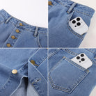 belle poque 1980s Vintage Jean Skirts for Women Front Slit Midi Work Skirt with Pockets