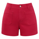 belle poque 2026 Women Jean Shorts High Waisted Micro Cargo Denim Shorts Red