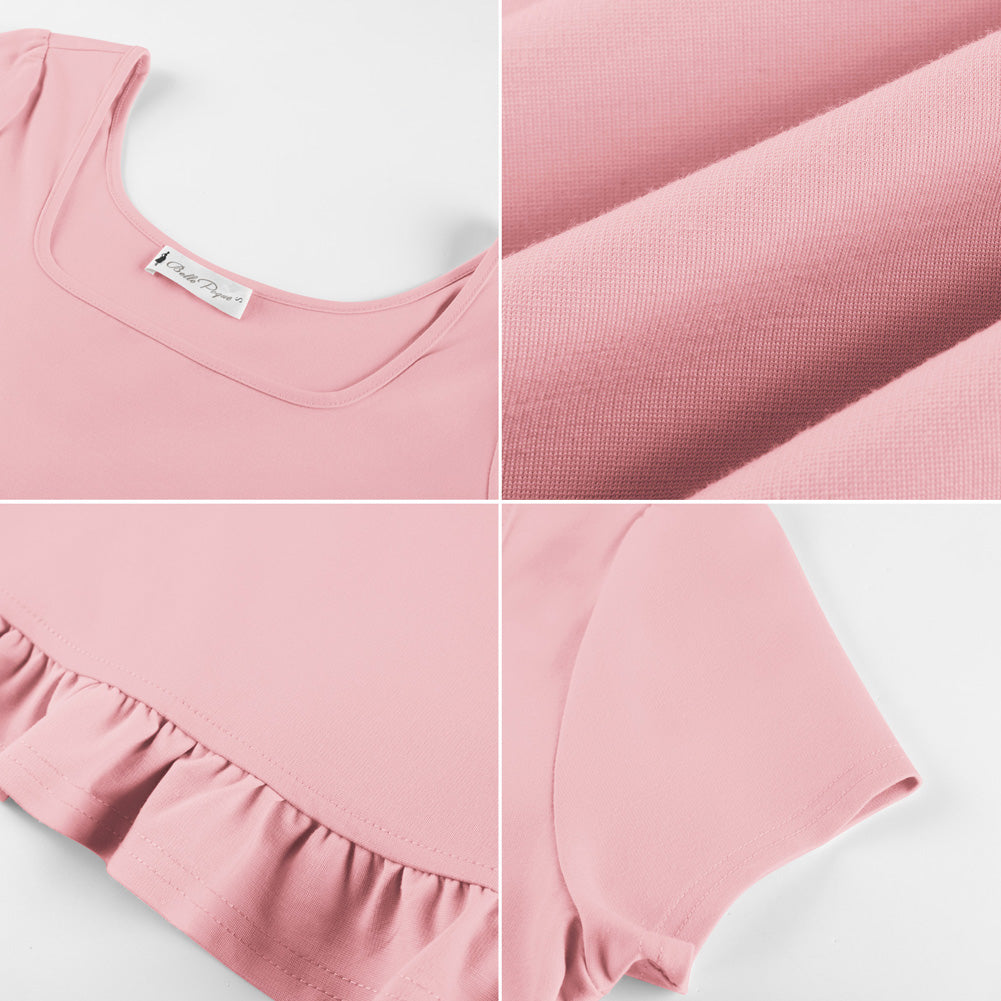 belle poque 2026 Spring Summer Ruffles Cute Tops for Women Short Sleeve Crop Tops