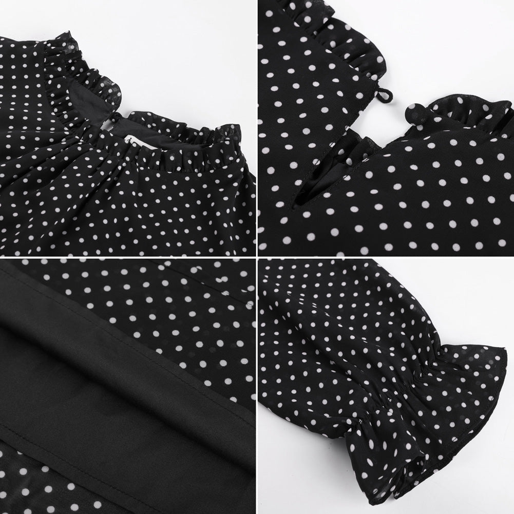 belle poque Belle Poque Women Vintage Chiffon Tops Long Sleeve Keyhole Back Pullover Tops