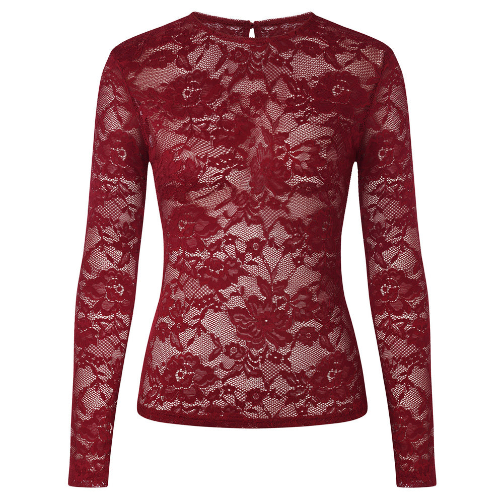 Mesh Long Sleeve Tops for Women Sexy Lace Shirts Party Outfits